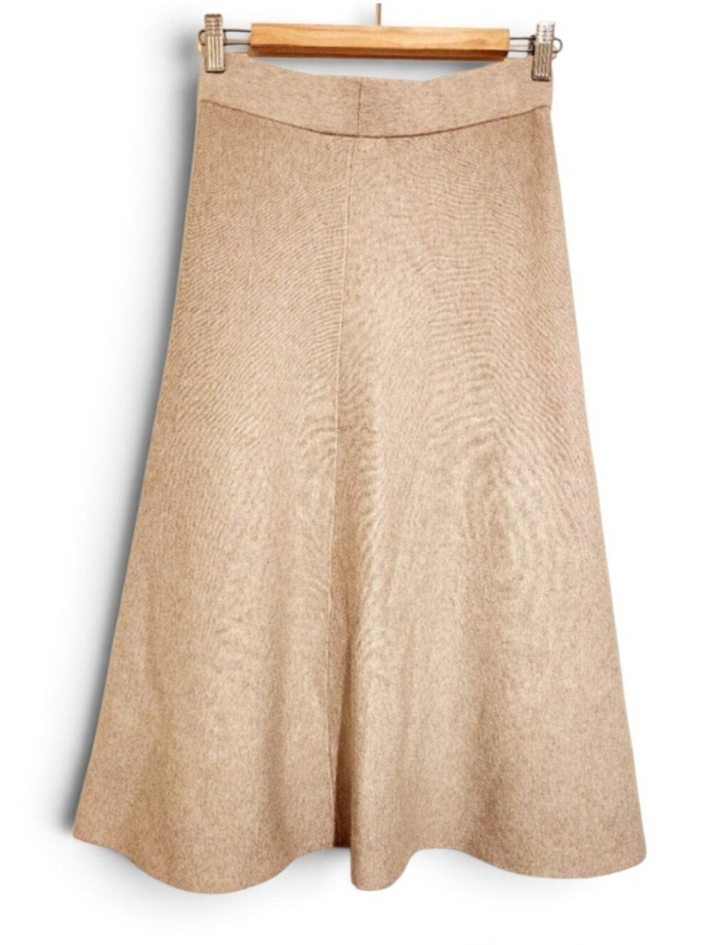 Ann Taylor | Women's Oatmeal/Cream A-Line Midi Length Skirt (Size Small)